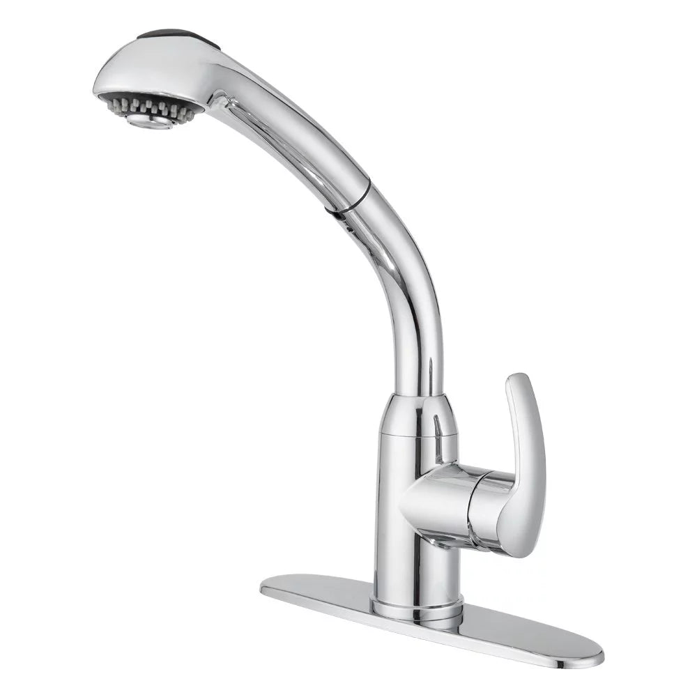 Chrome Single Hole Pull-Out Kitchen Faucet W6960