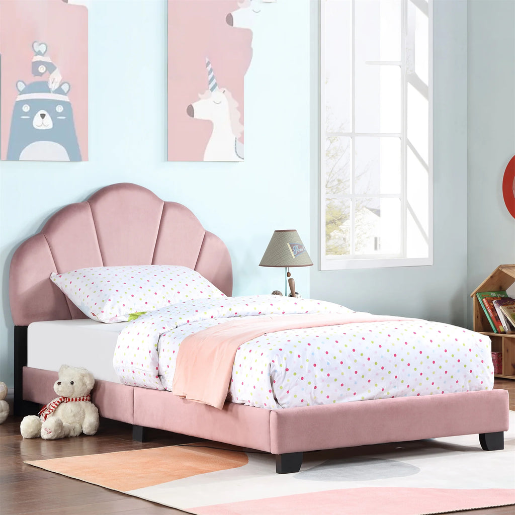 Pink Upholstered Twin Size Platform Bed N527410