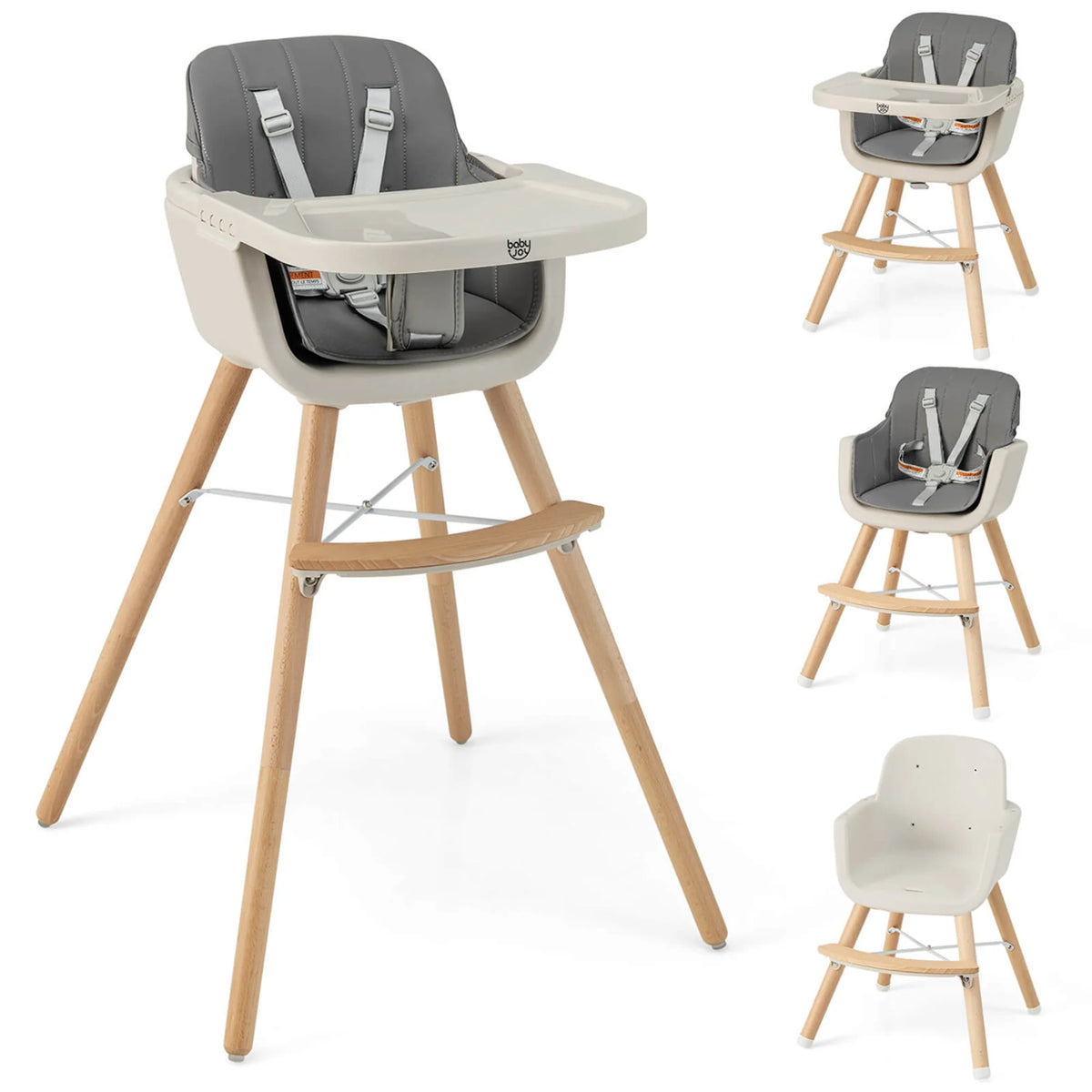 3 in 1 Convertible Wooden High Chair Beige W353131
