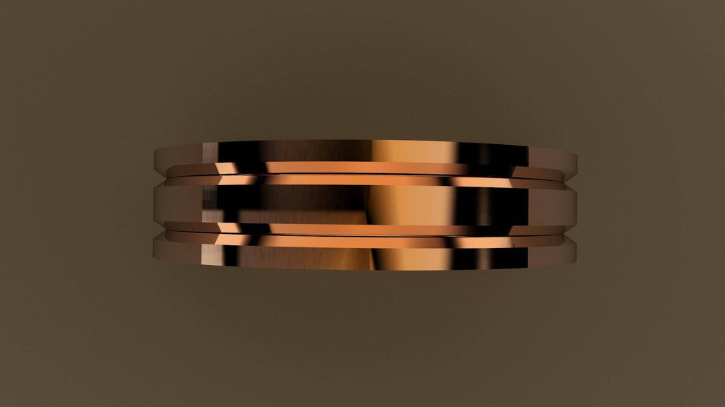 Polished Rose Gold 6mm Double V Groove Wedding Band 7 N6163