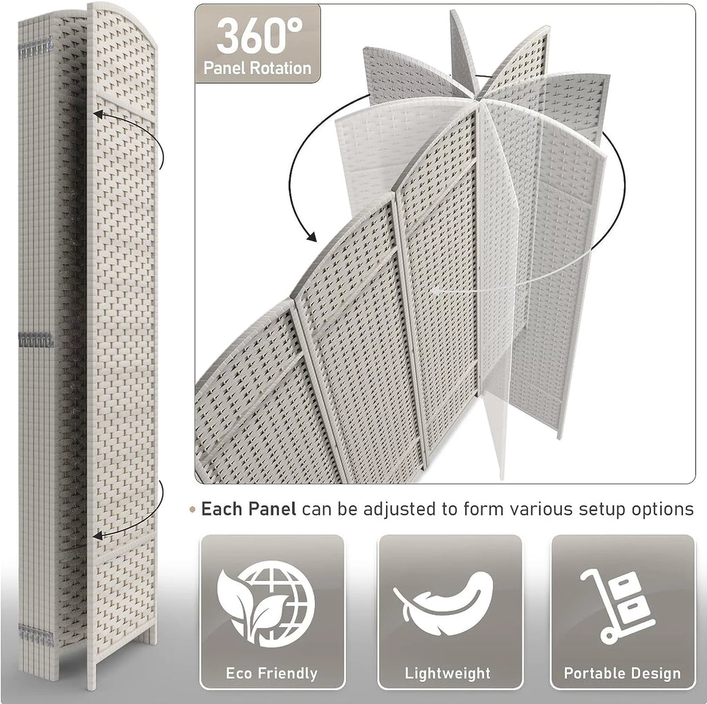 6 ft. Tall Extra Wide Beige Folding Privacy Screen G587482