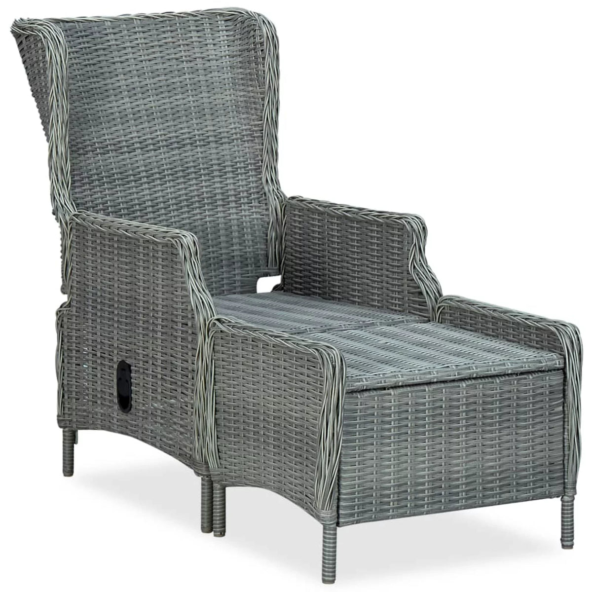Reclining Poly Rattan Patio Chair with Footstool Y290