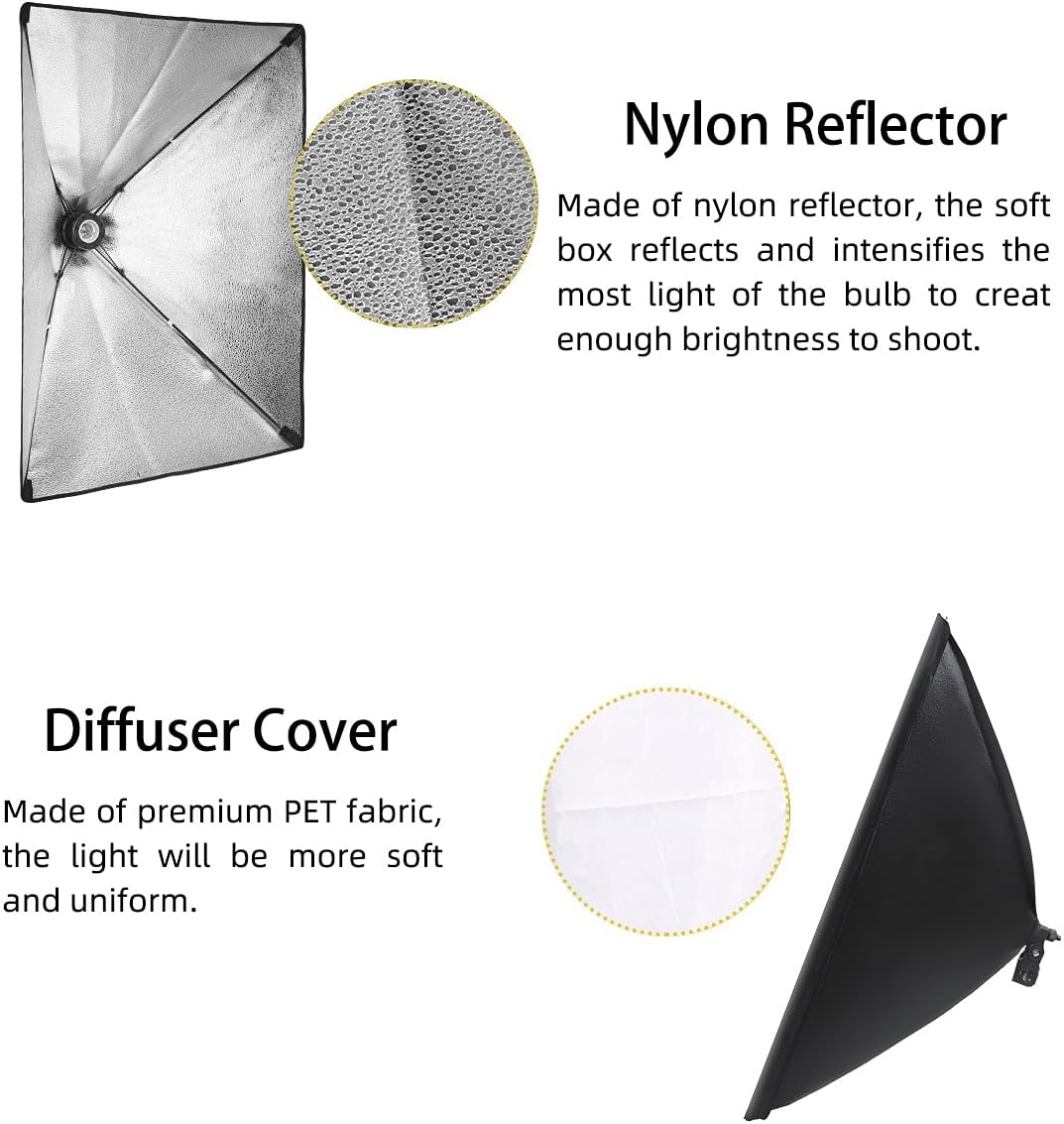 20x 27 inch Softbox Lighting Kit with E27 150W Bulbs 5500K, Pack of 2 Y2165