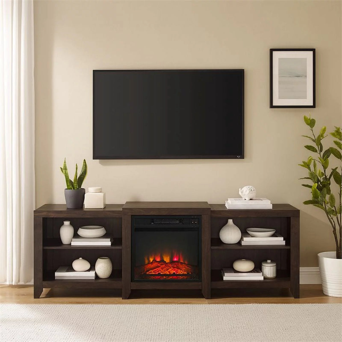Dark Walnut Wood TV Stand C8315