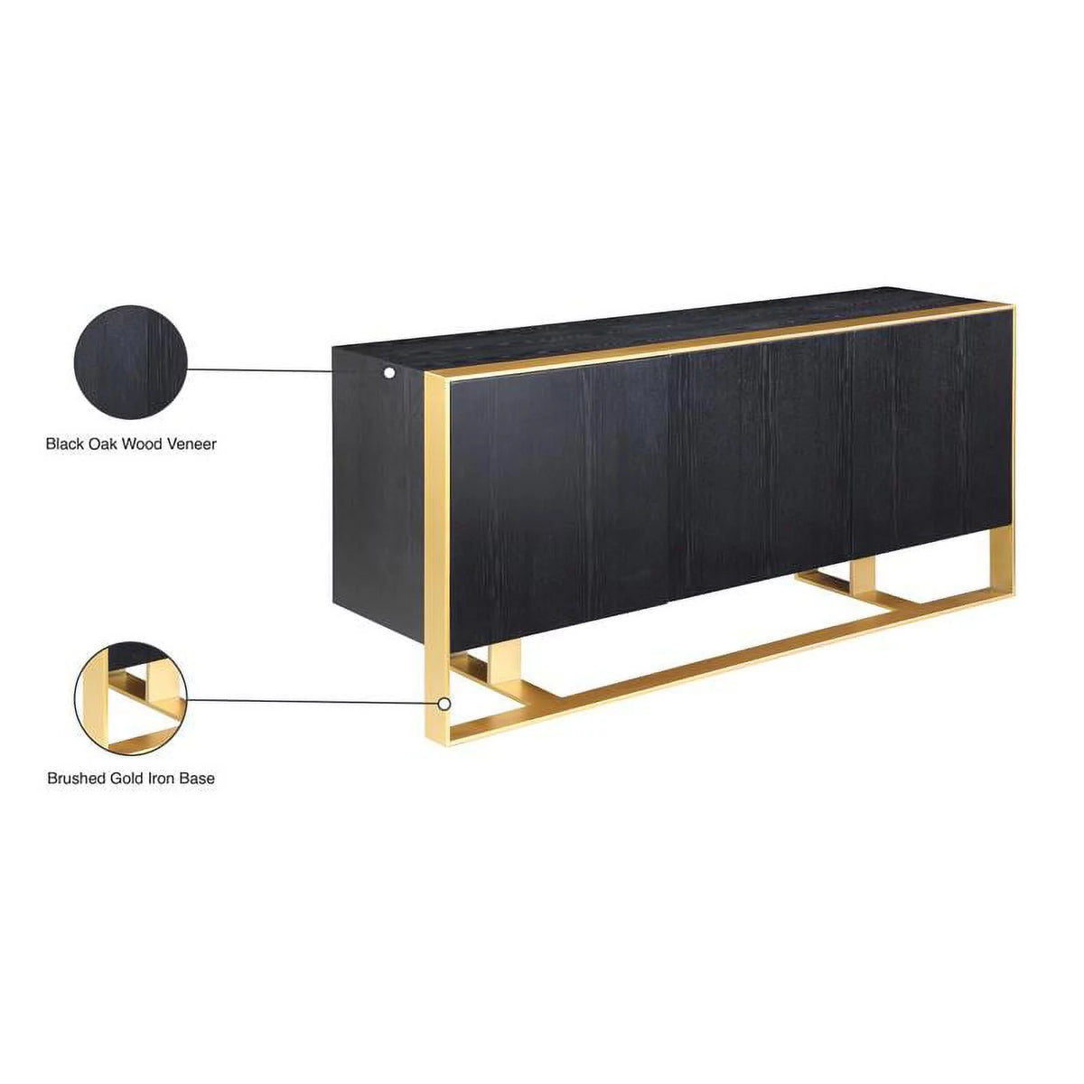 Black Oak Wood Veneer Sideboard and Buffet J482