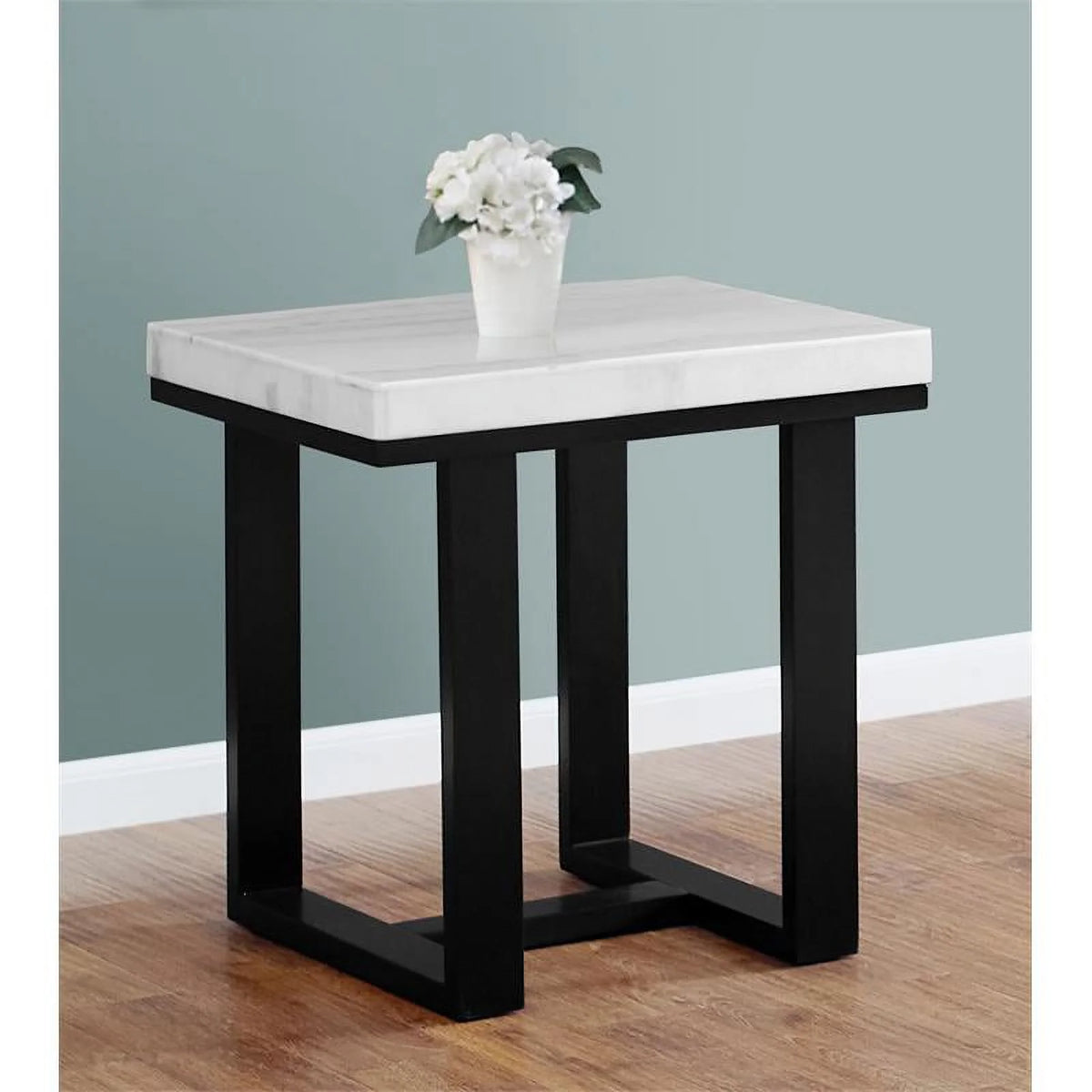 White Marble End Table O7614