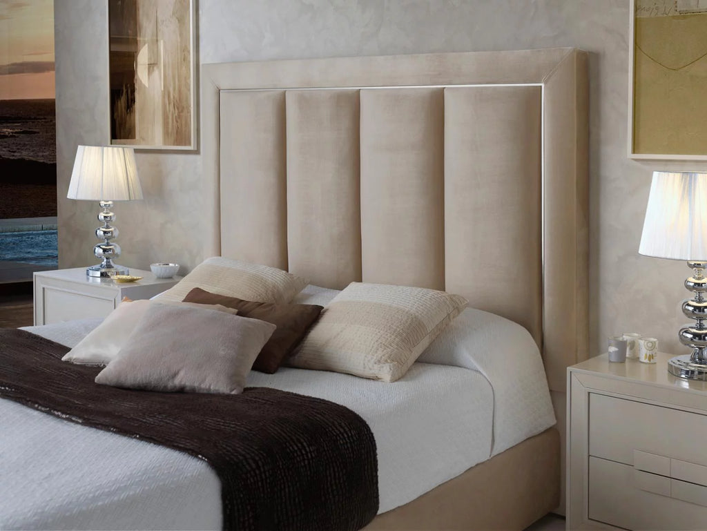 Beige Microfiber King Size Bed M587