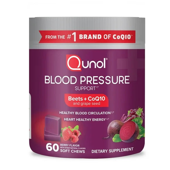 Blood Pressure Support Soft Chews 680mg Beet CoQ10 Grape Seed 60 Count O180