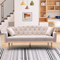 White Convertible Velvet Sofa Bed with 2 Pillows H54209