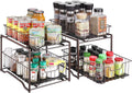 2 Pack Stackable 2-Tier Spice Rack with Sliding Storage Drawer, Rose Gold Q354976