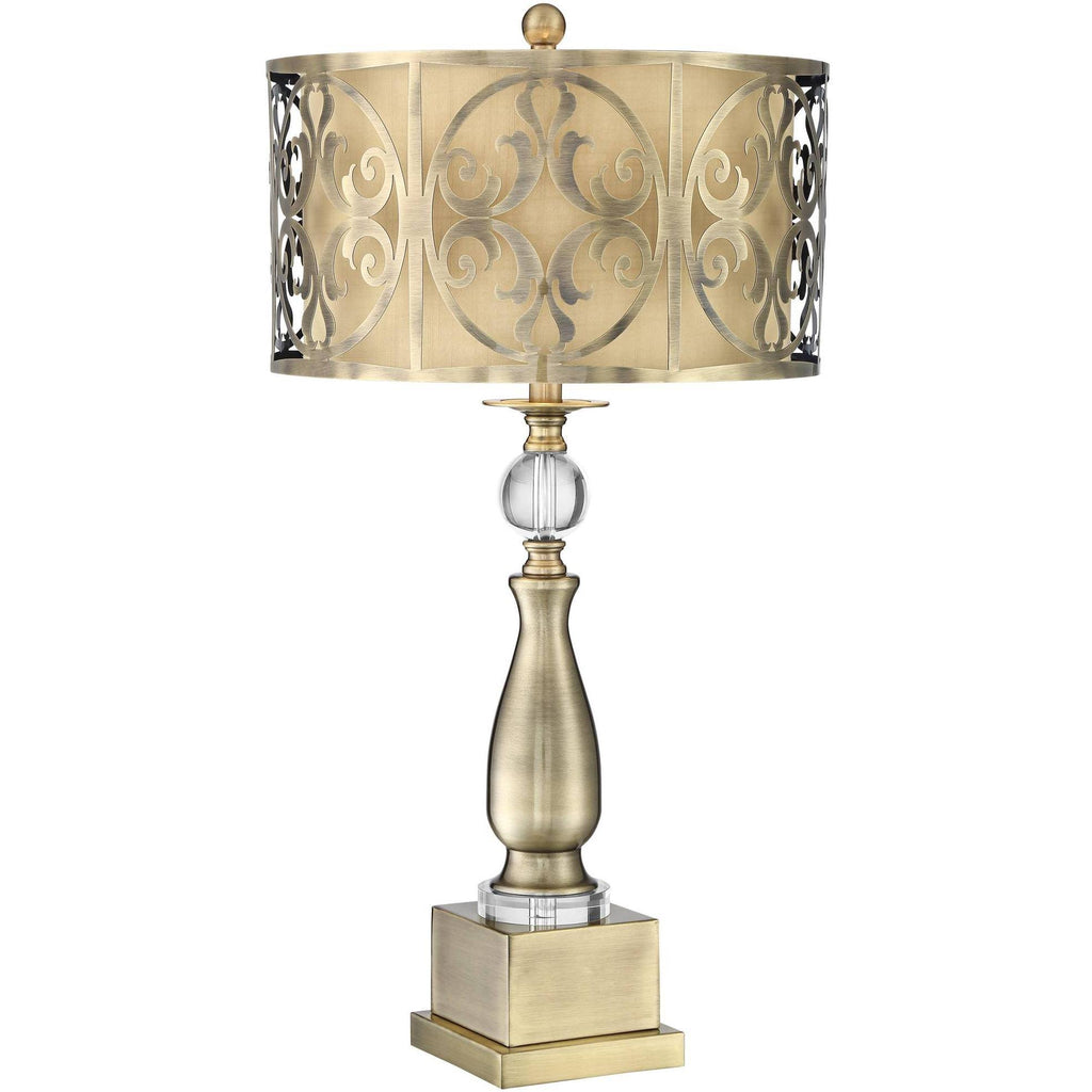 Brass Cutout Openwork Double Drum Shade Table Lamp Y1465