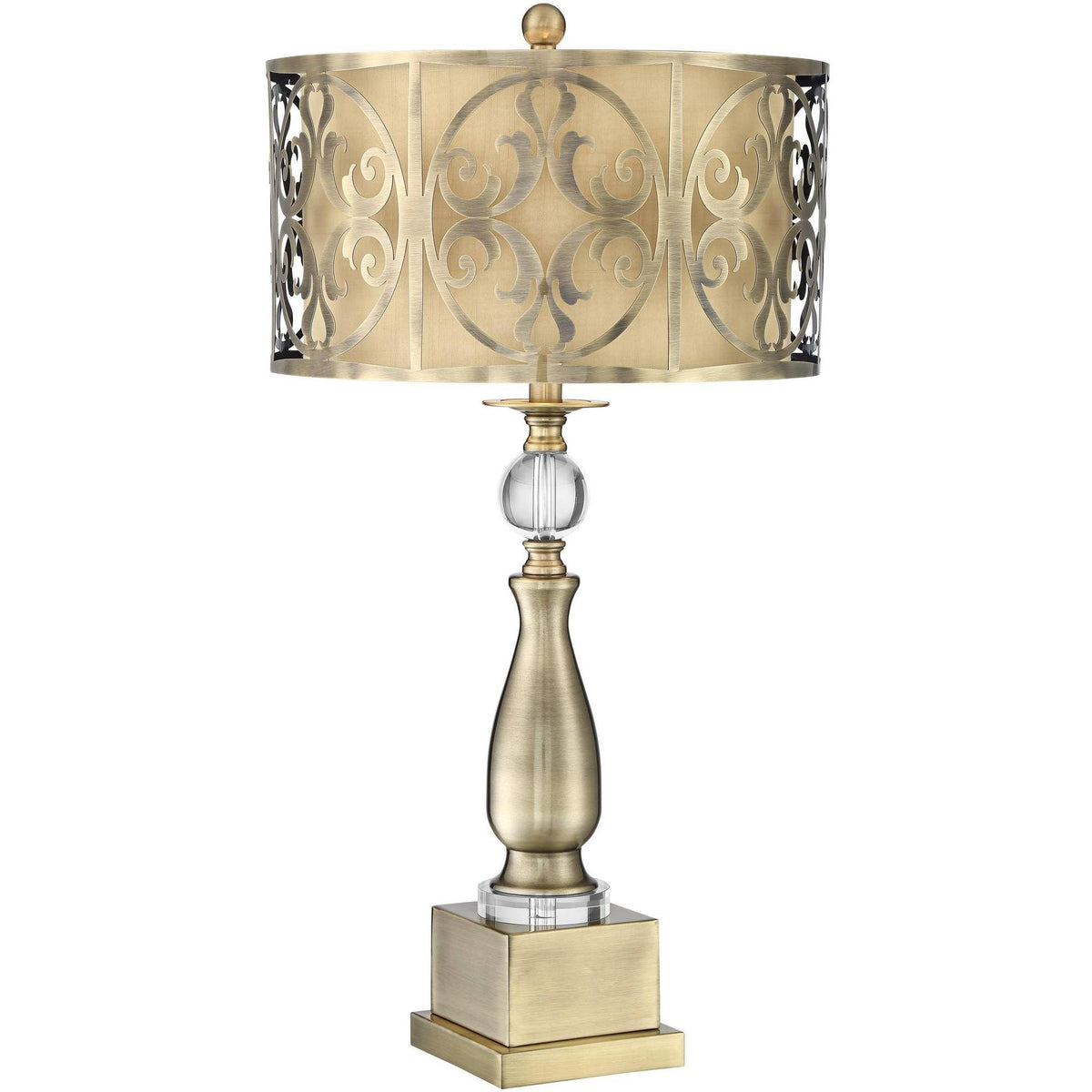 Brass Cutout Openwork Double Drum Shade Table Lamp Y1465