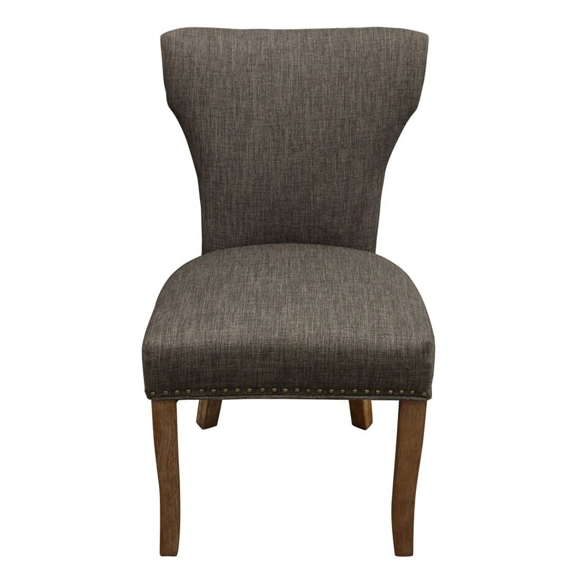 22" Mid-Century Linen Fabric Solid Wood Side Chair in Dark Gray Set of 2 I3472