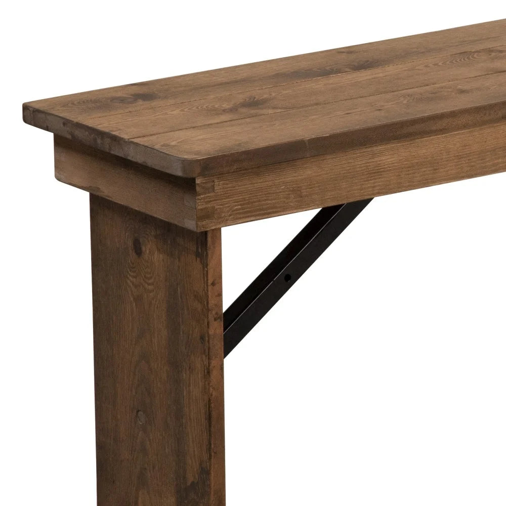 40" x 12" Antique Rustic Solid Pine Folding Bench O82390