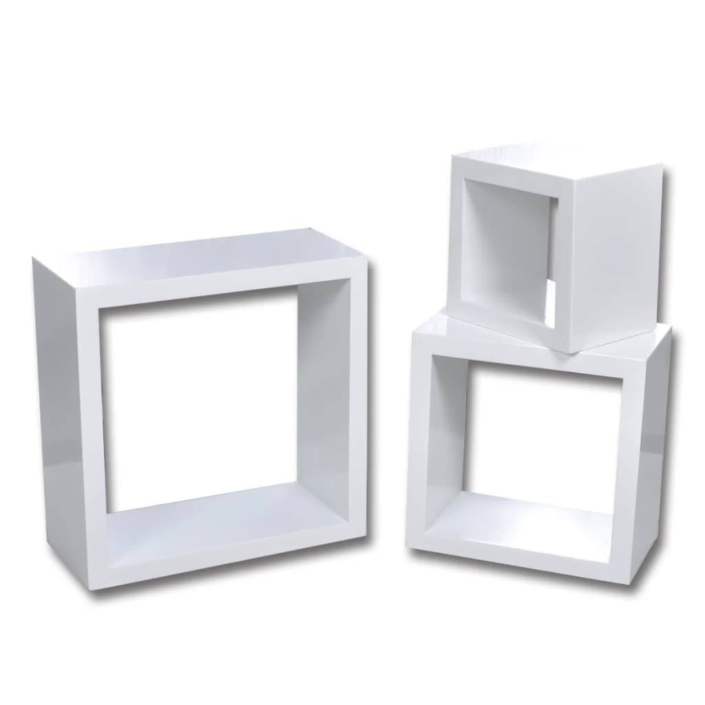 Three Piece Cube Shelf Set High Gloss White T486090