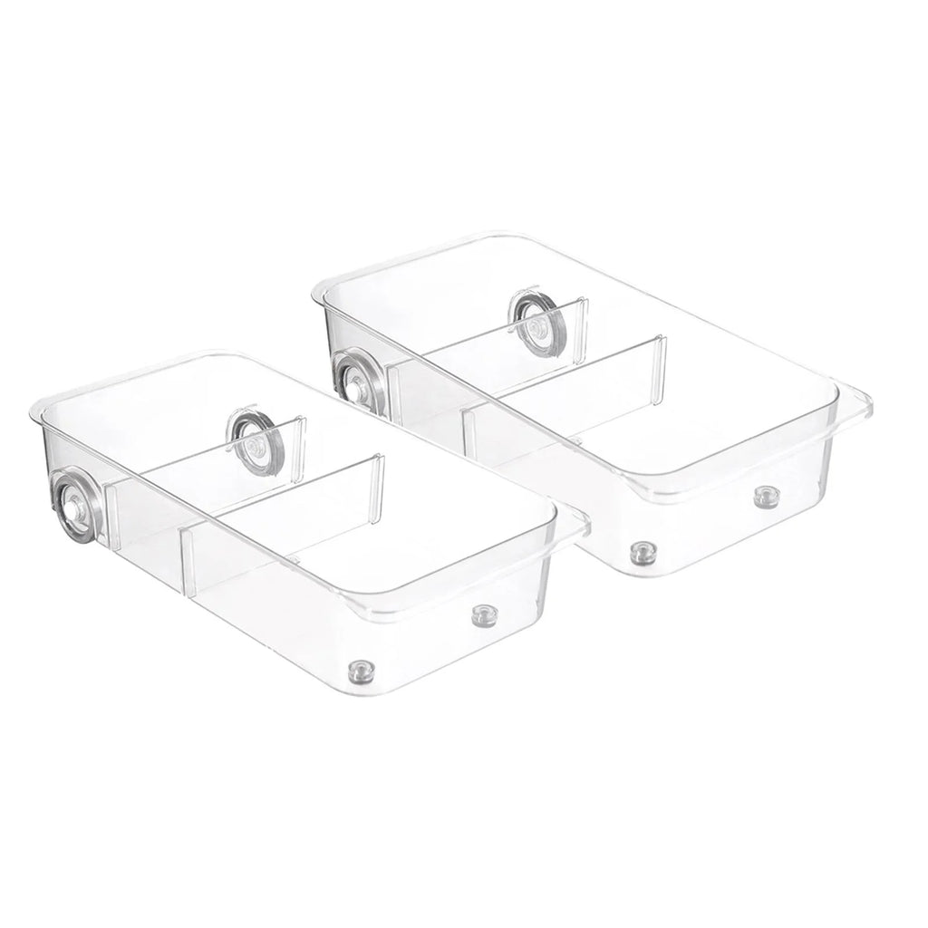 Clear Kitchen Pull Out Refrigerator Drawer Organizer Storage Bins 2 Piece J6515