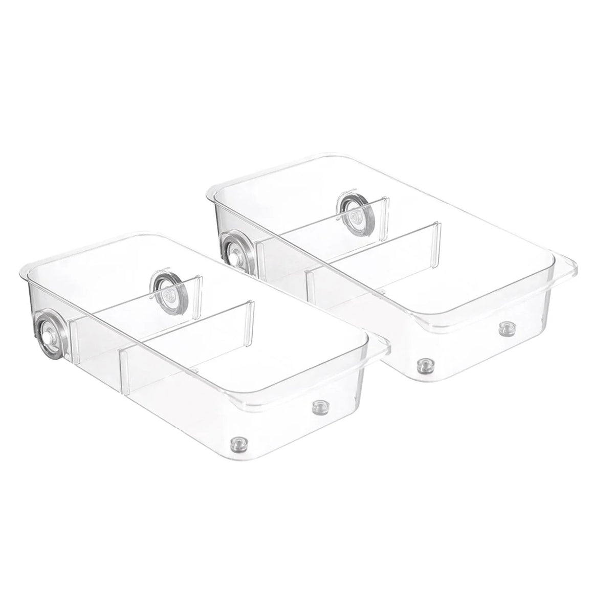 Clear Kitchen Pull Out Refrigerator Drawer Organizer Storage Bins 2 Piece J6515