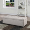 Slate Grey Linen Look Fabric Storage Ottoman B277301