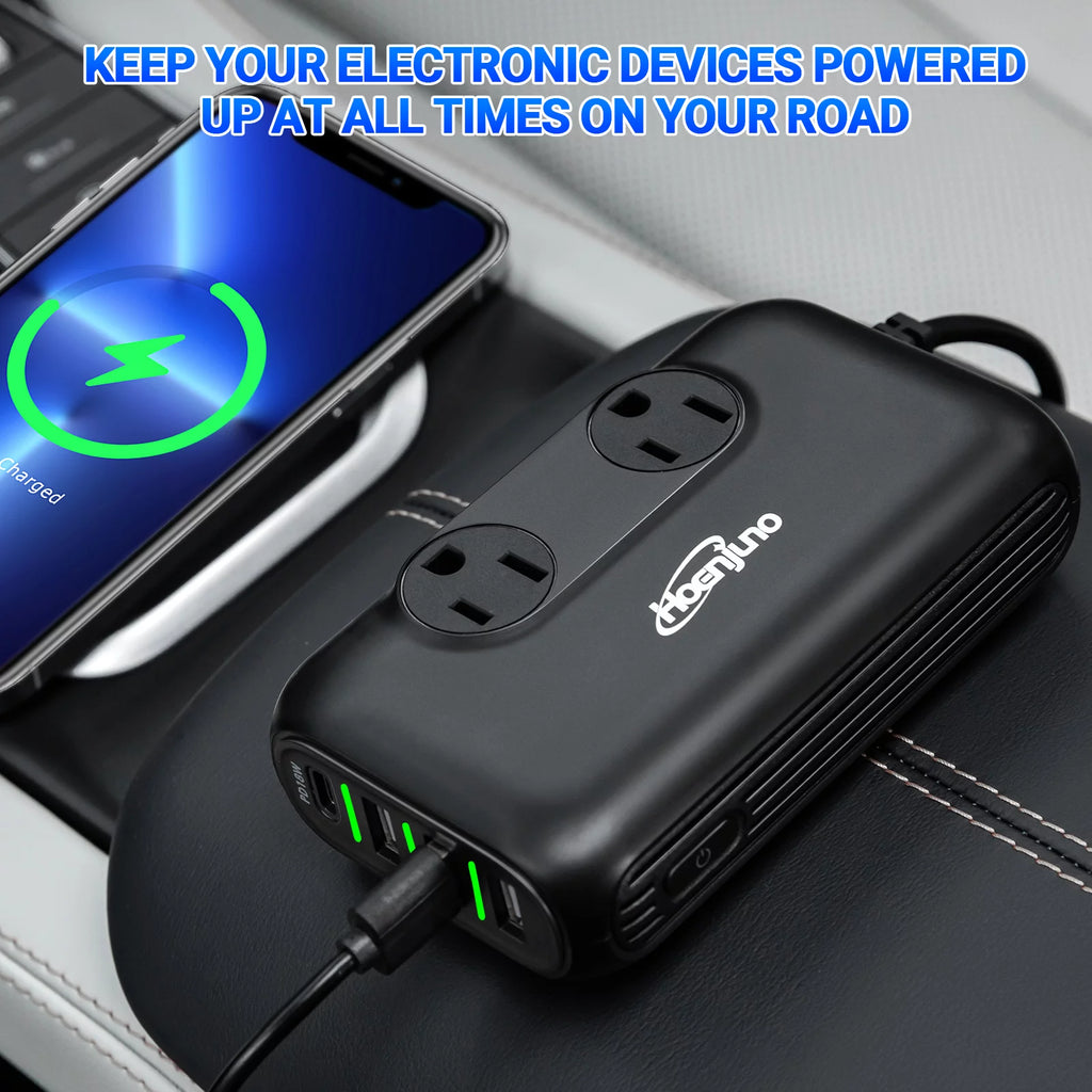 200W Car Power Inverter DC 12V to 110V AC with 3 USB Ports J703