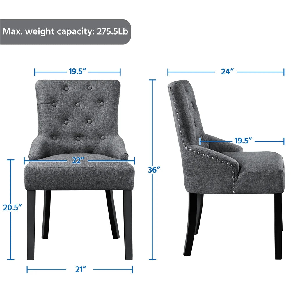 Set of 4 Gray Upholstered Dining Chairs Q365