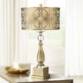 Brass Cutout Openwork Double Drum Shade Table Lamp Y1465