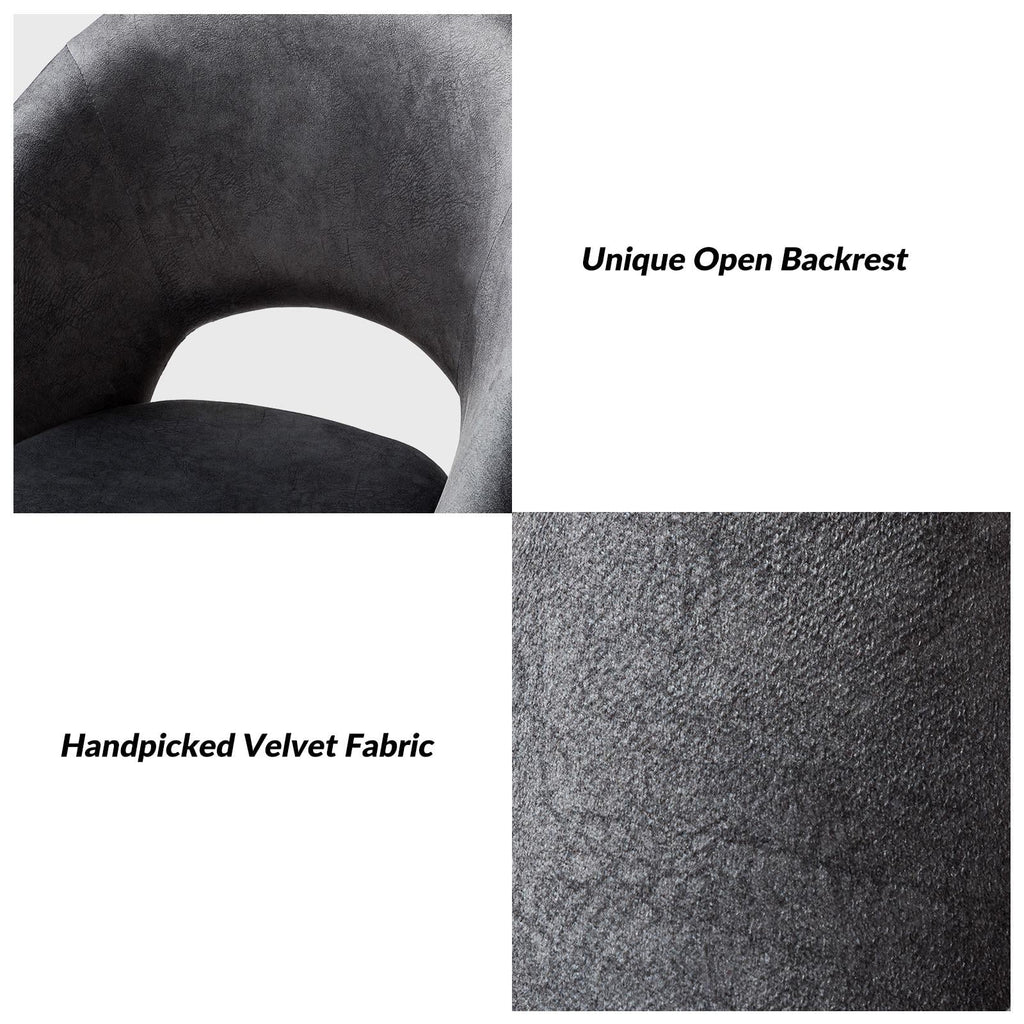 Charcoal Velvet Height Adjustable Swivel Office Chair W549129