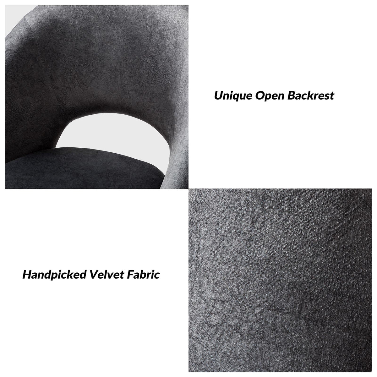Charcoal Velvet Height Adjustable Swivel Office Chair W549129