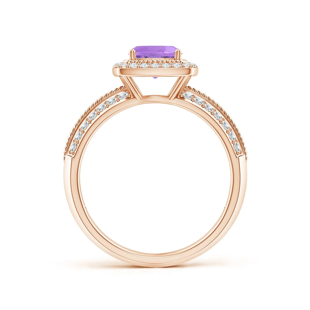 Amethyst with Diamond Halo Ring in 14K Rose Gold K288081