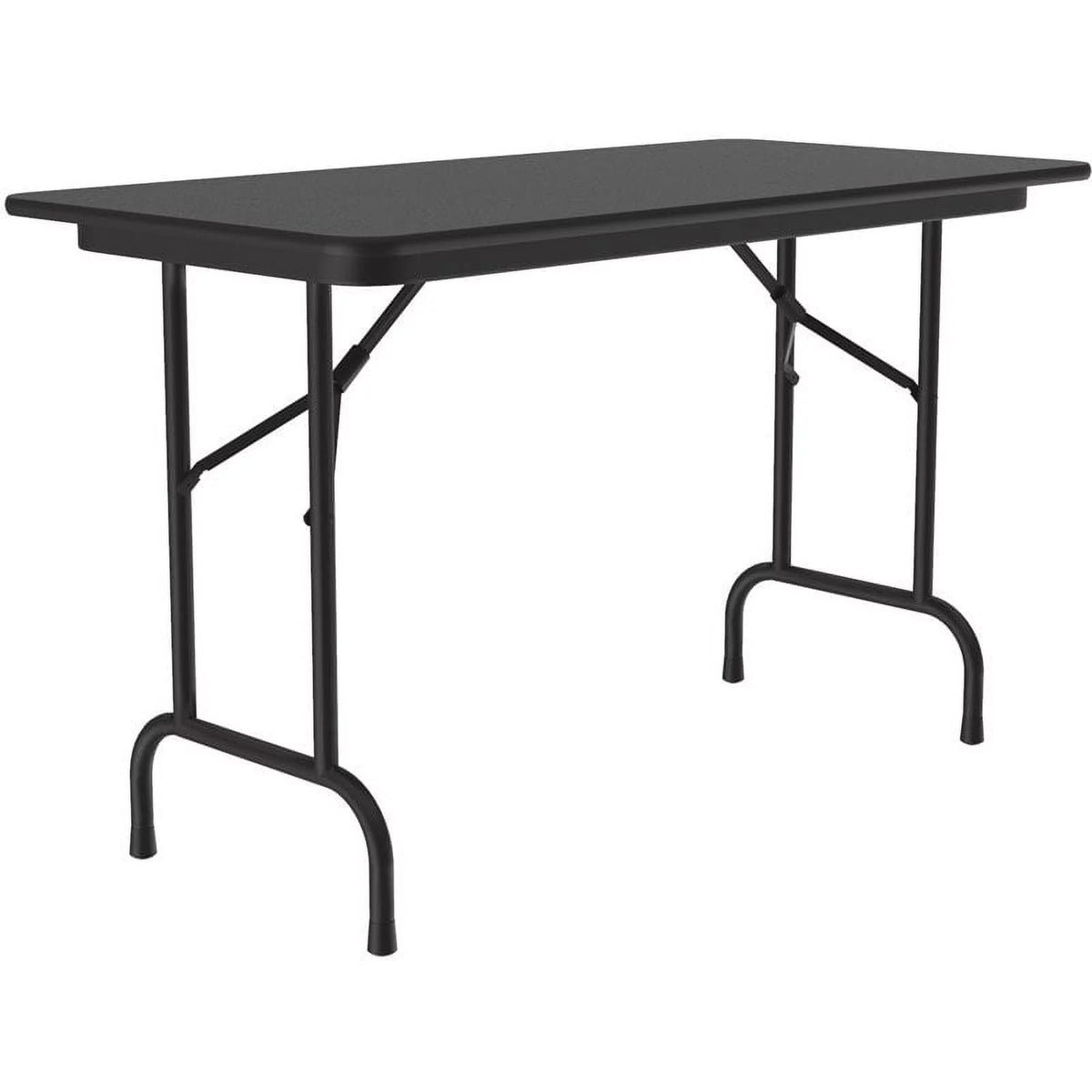 24"W x 48"D Steel Metal & Wood Folding Table in Black Granite A58140