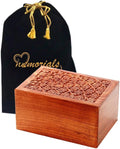 Solid Rosewood Handcarved Wood Urn with Engraved Brass Plate, Large, Pack of 2 B5167