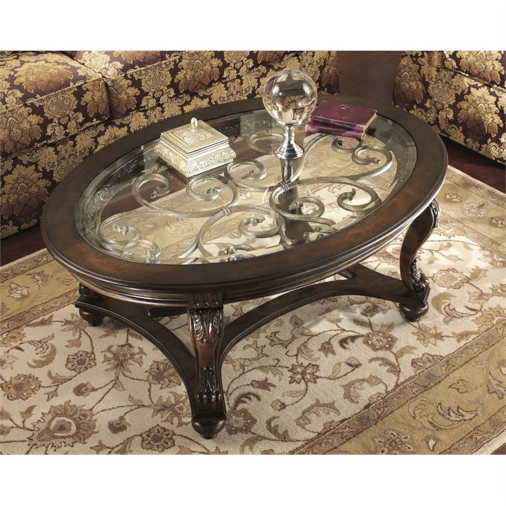 Dark Brown Oval Coffee Table D452433