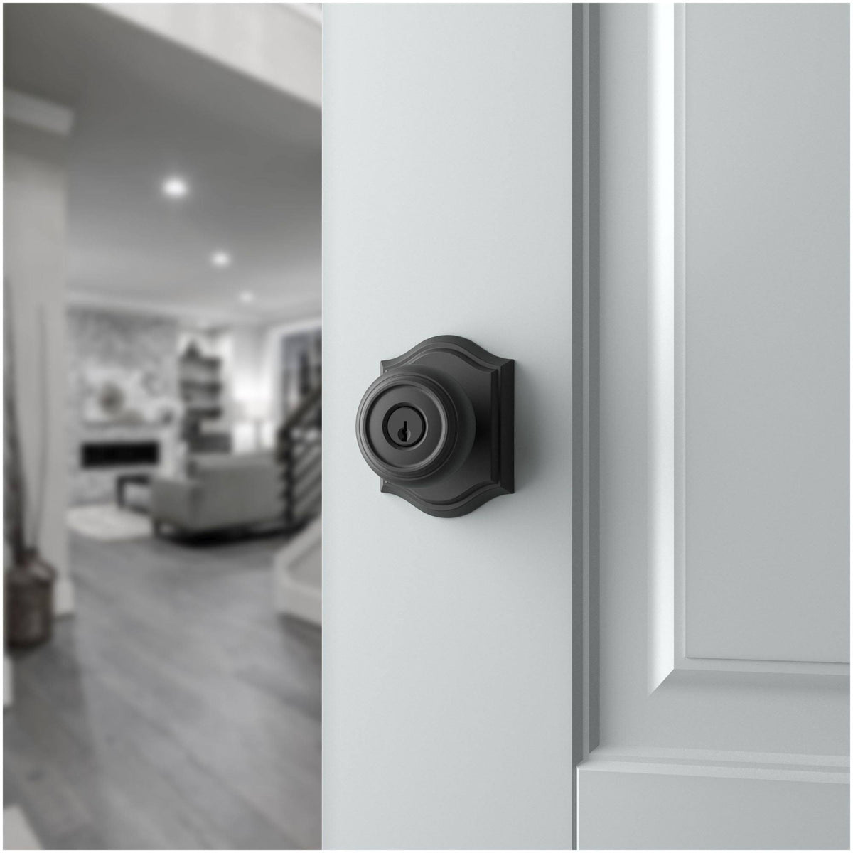 Satin Black Single Cylinder Keyed Entry Door Knob K4341