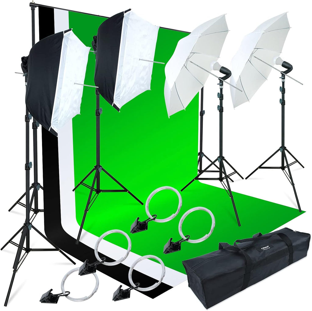 Photo Video Studio Light Kit with 3 Color Backdrops G268704