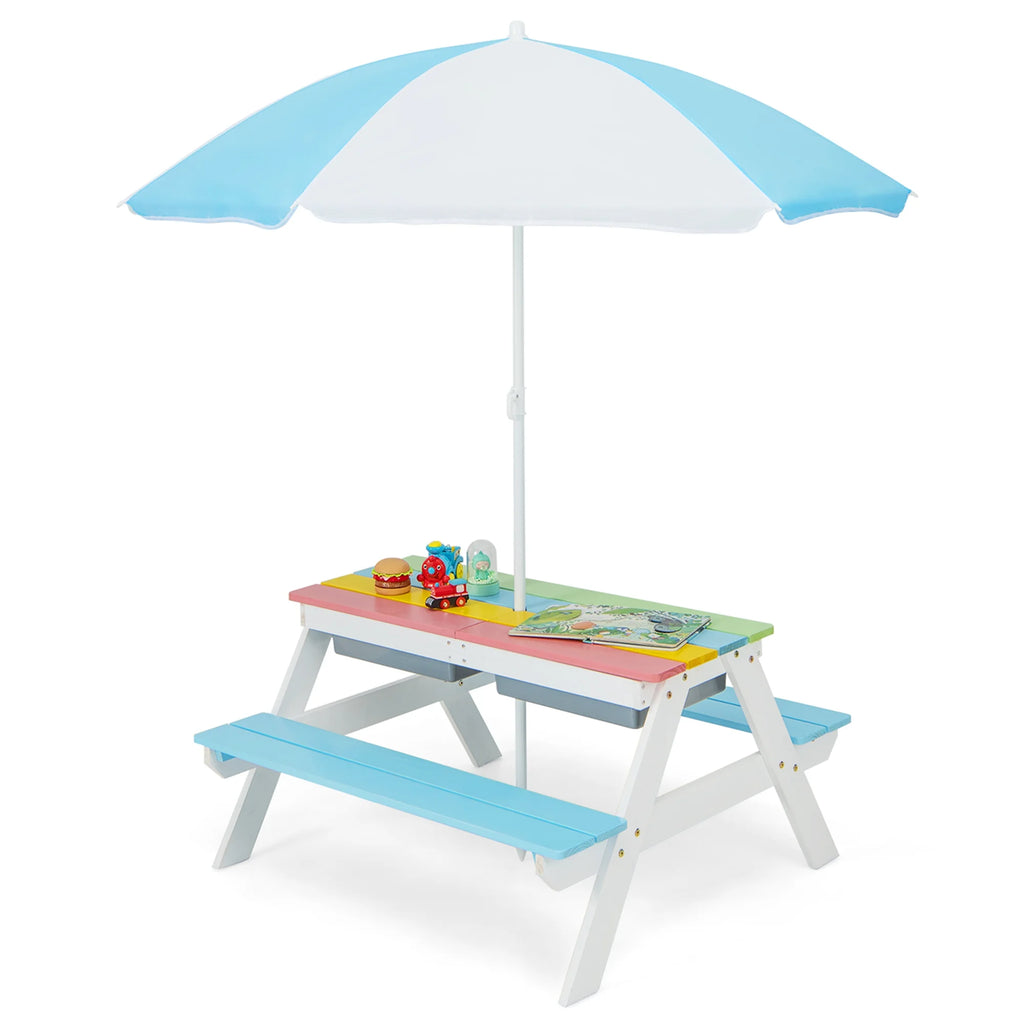 Kids Picnic Table with Umbrella Green G8291