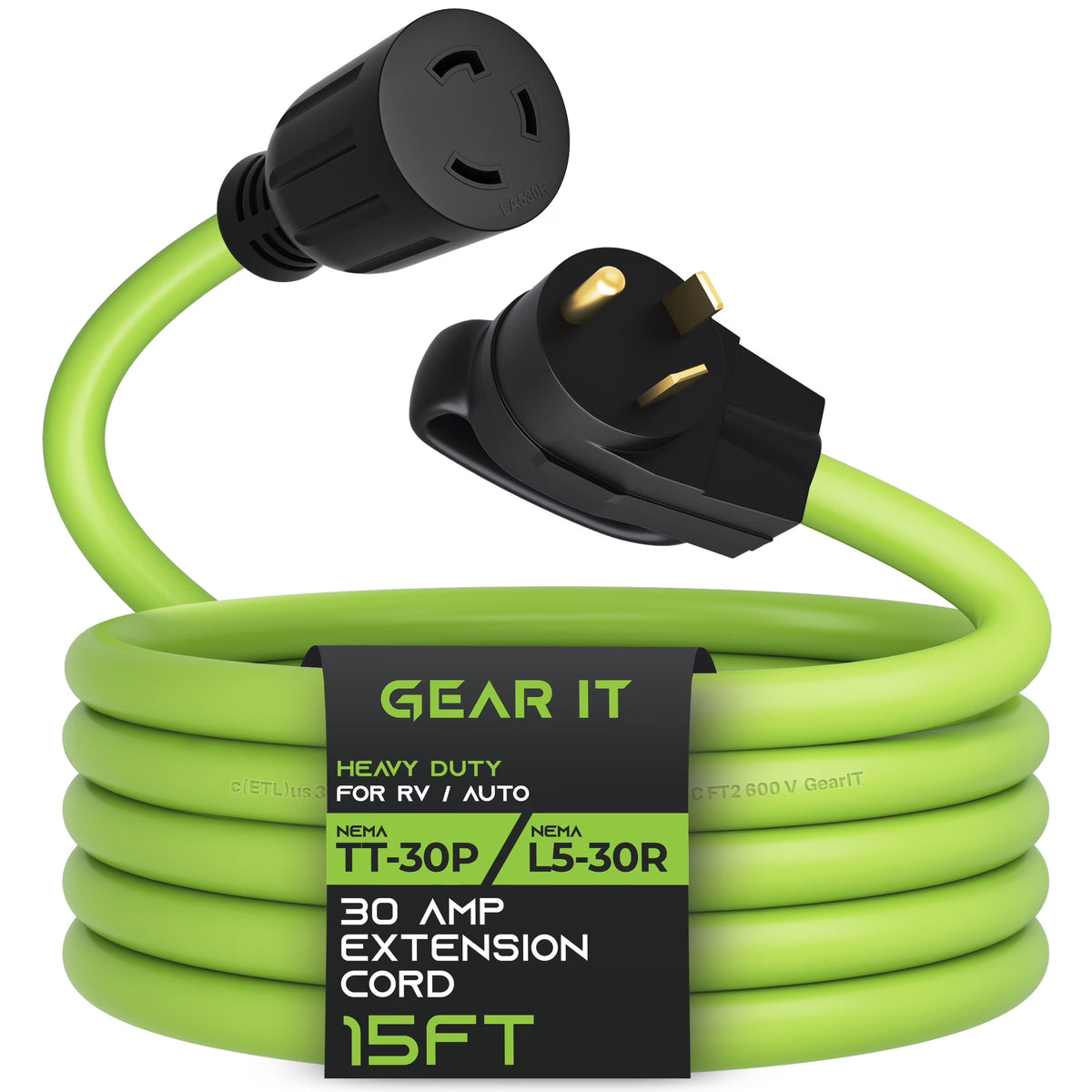 15 ft 30 Amp RV Extension Cord, 3-Prong 125/250-Volt 10/3 STW Locking Cable K533