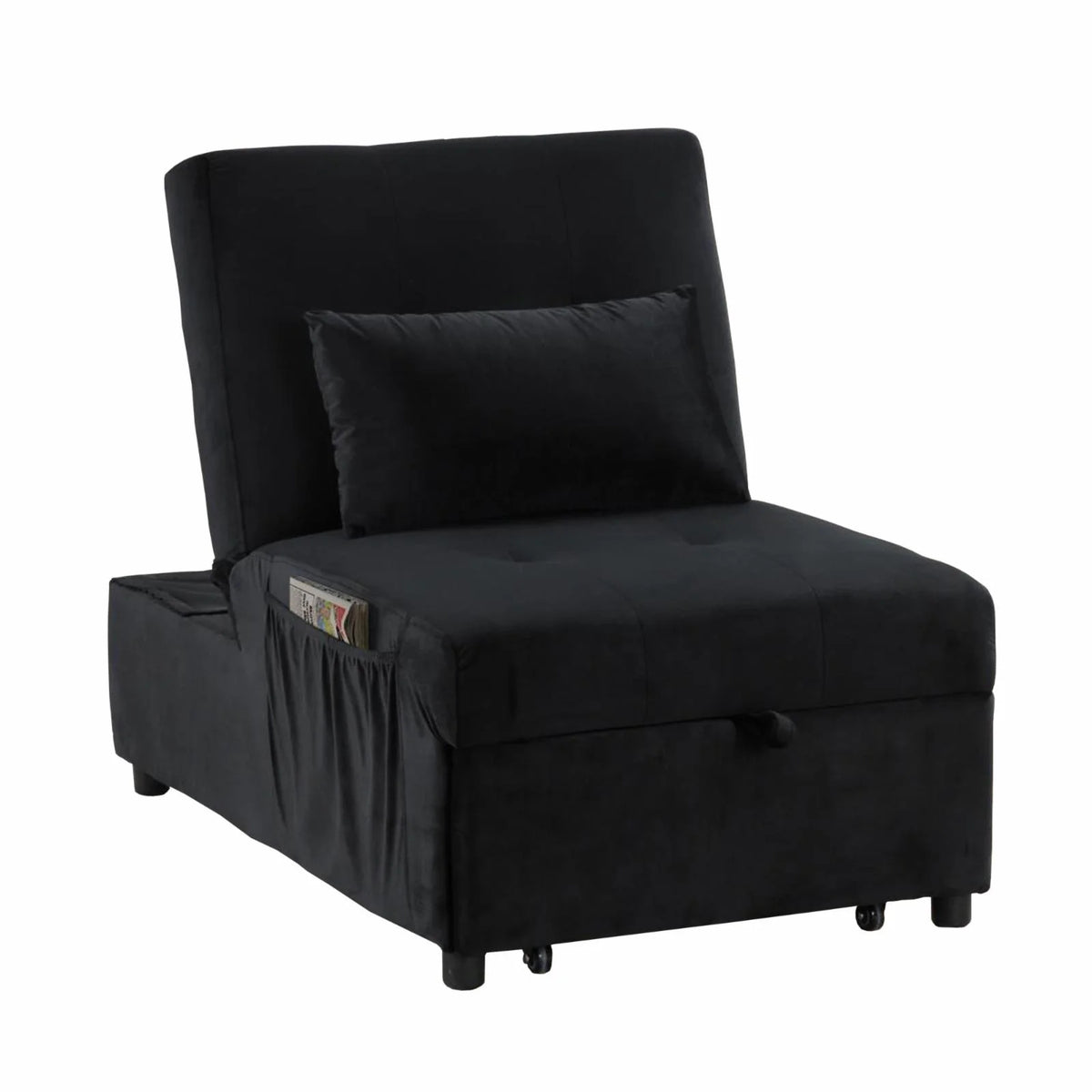 Gray Velvet Adjustable Sleeper Lounge Chaise I43426