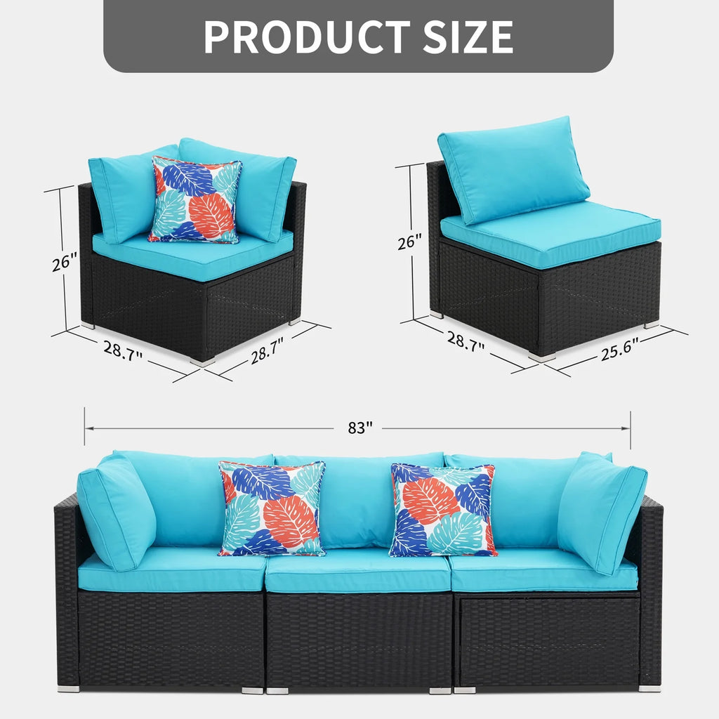 3 Pcs Beige Outdoor Patio Sofa Set I6666
