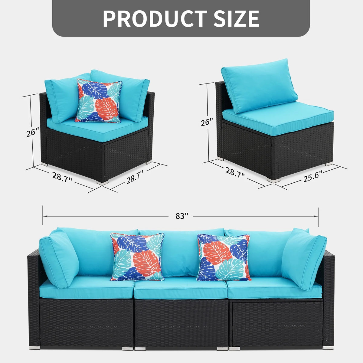 3 Pcs Beige Outdoor Patio Sofa Set I6666
