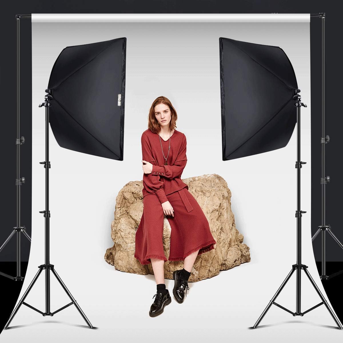 20x 27 inch Softbox Lighting Kit with E27 150W Bulbs 5500K, Pack of 2 Y2165