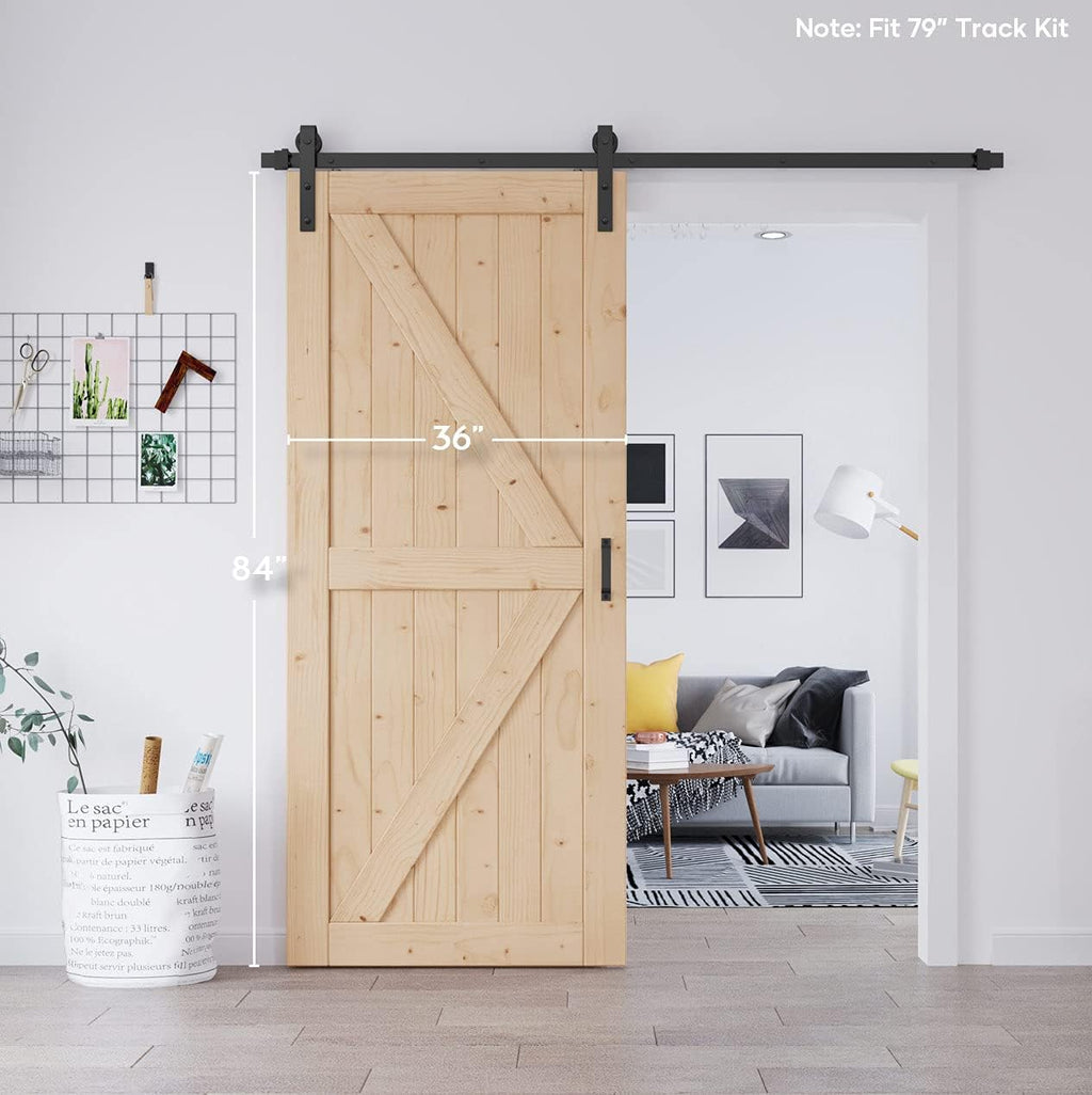 Solid Natural Spruce Sliding Barn Door D801418