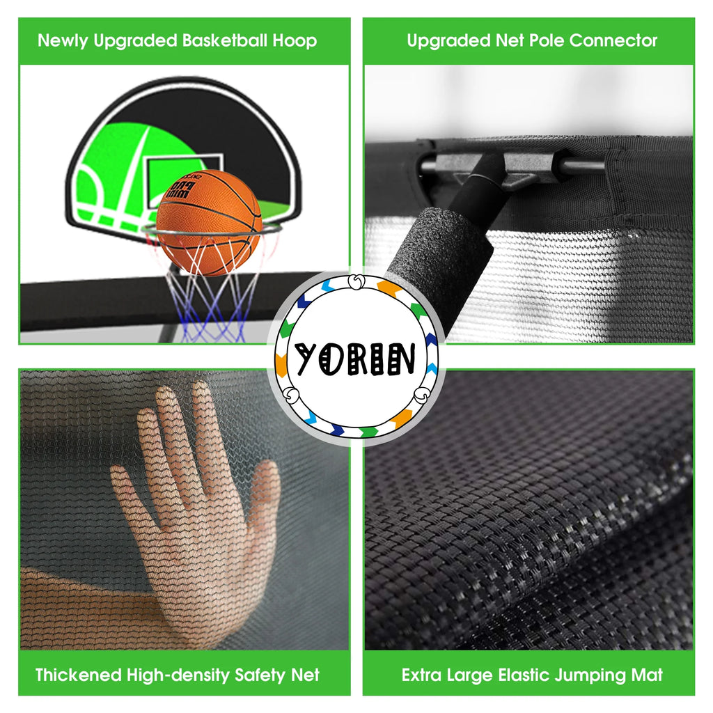 8FT Trampoline with Enclosure Net, Basketball Hoop, Ladder V3551