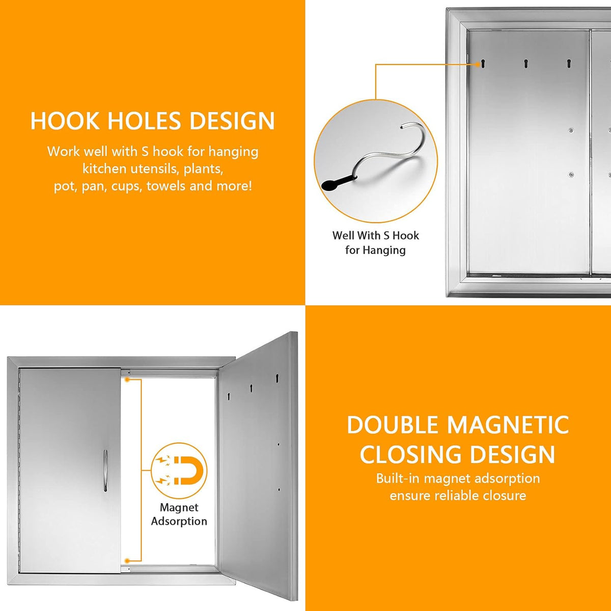 14W x 20H Inch Stainless Steel Outdoor BBQ Access Door E57755