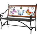 39.7" Black Metal Outdoor Bench with Armrest X543