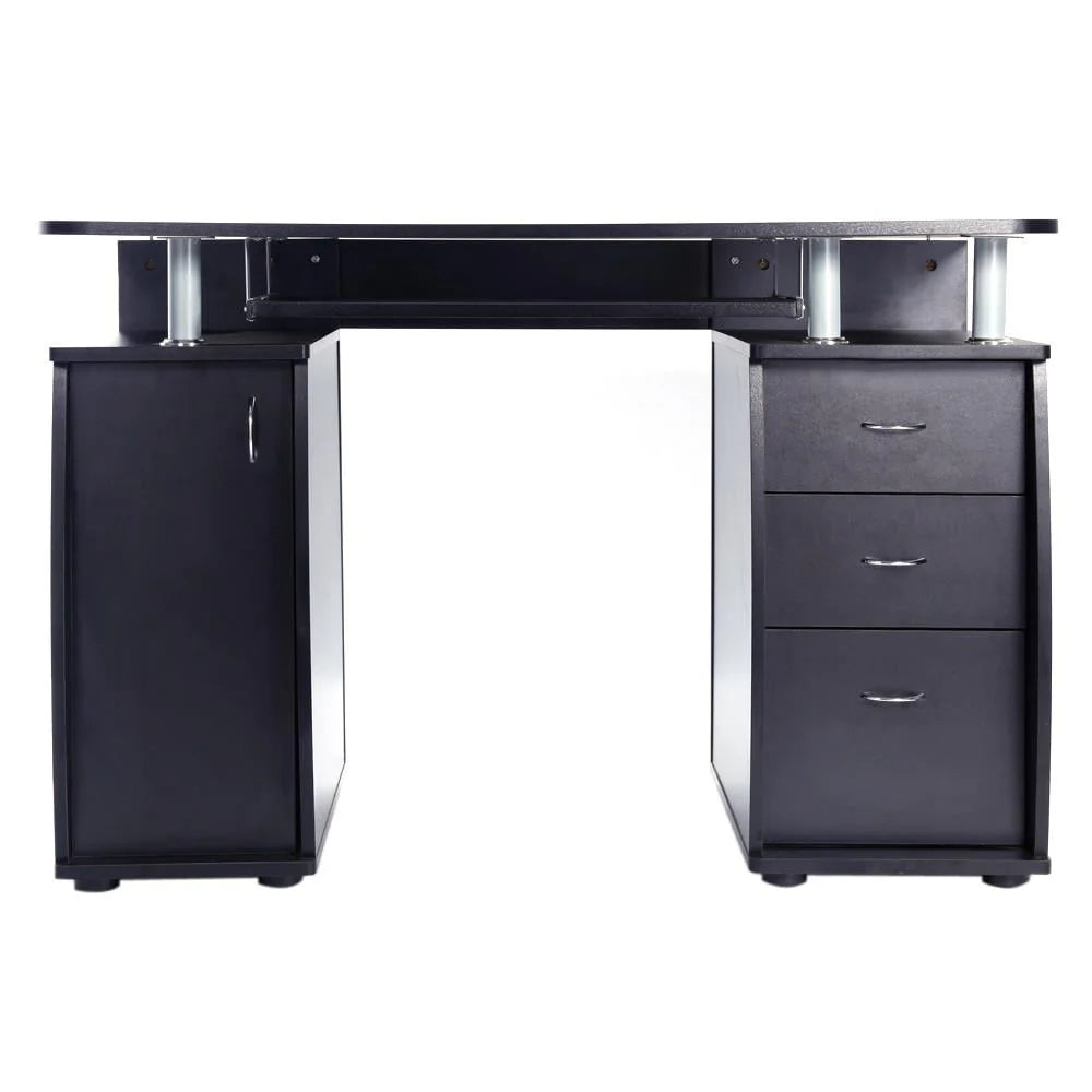 Brown Computer Desk with 3 Drawers Bookcase W23278
