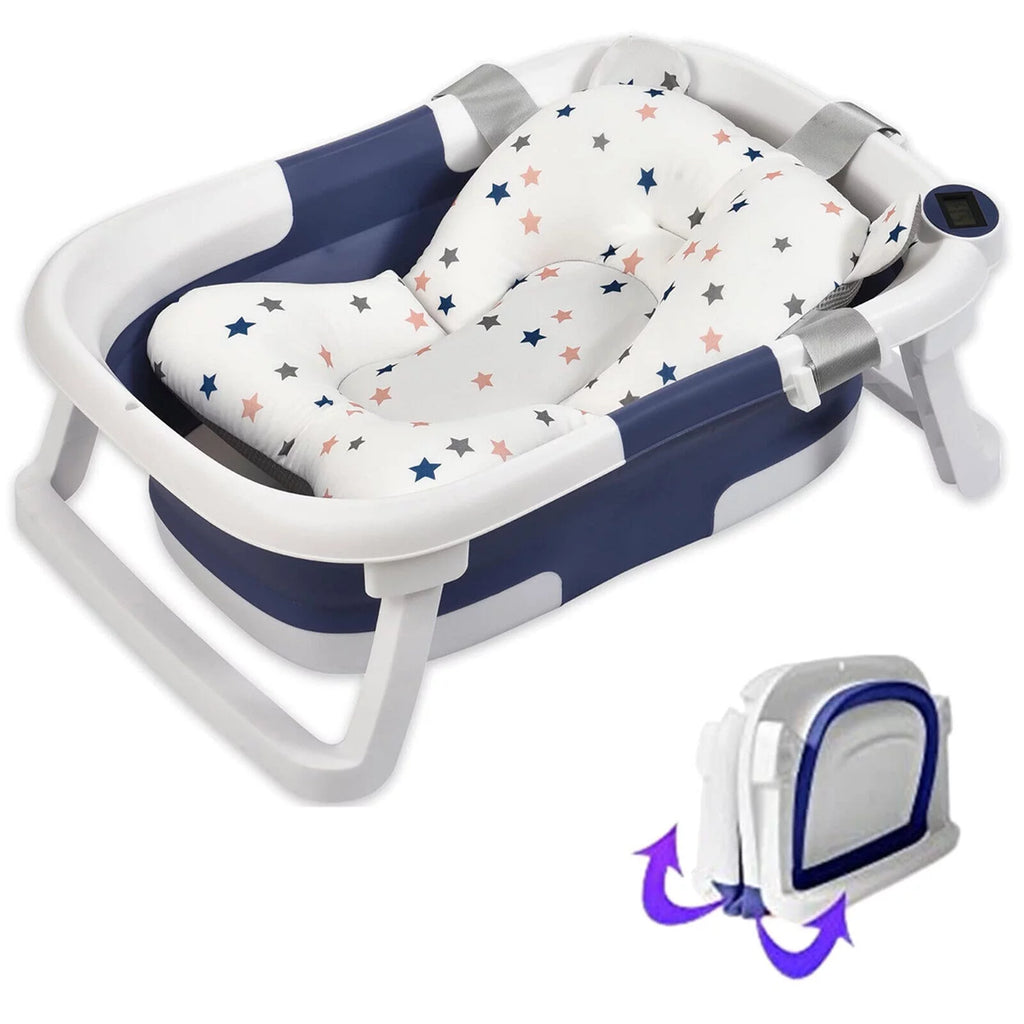 Collapsible Baby Bathtub with Thermometer, Cushion and Bath Net L789714