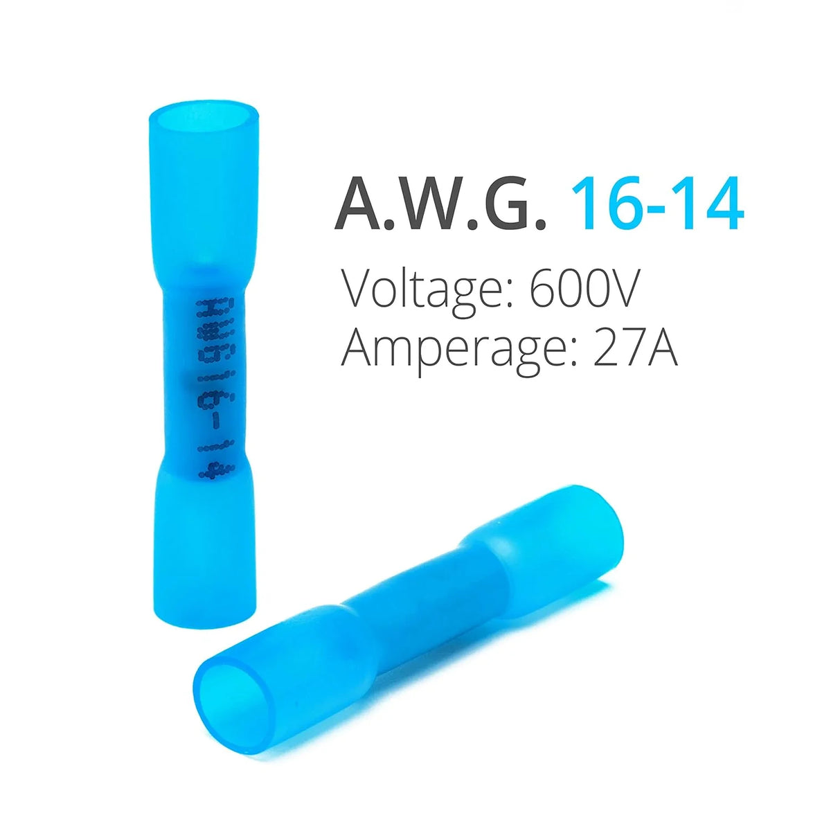 150 PCS Blue 16-14 AWG Heat Shrink Butt Connectors F40513