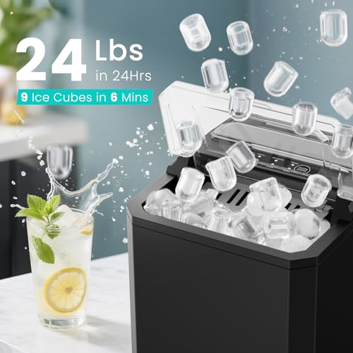 Nugget Ice Maker Machine, 26lbs in 24Hrs, Auto-Cleaning Portable with Basket and Scoop, White Z773