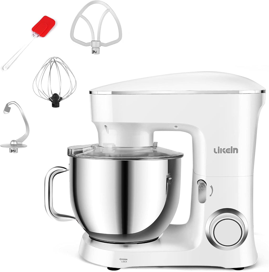 7.4QT 660W Electric Stand Mixer with Dough Hook, Mixing Beater, Whisk, Splash Guard (Black) G860