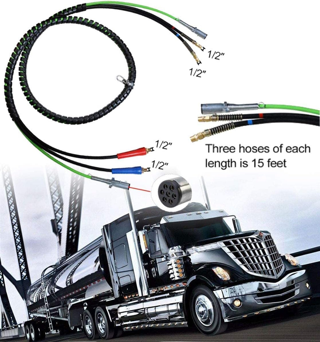 15Ft 3in1 ABS & Power Air Line Hose Assemblies for Semi Truck Trailer Tractor Q587748