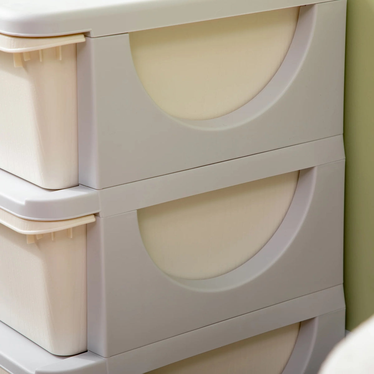 3 Tier Kids Storage Unit Dresser Tower Cream White F433